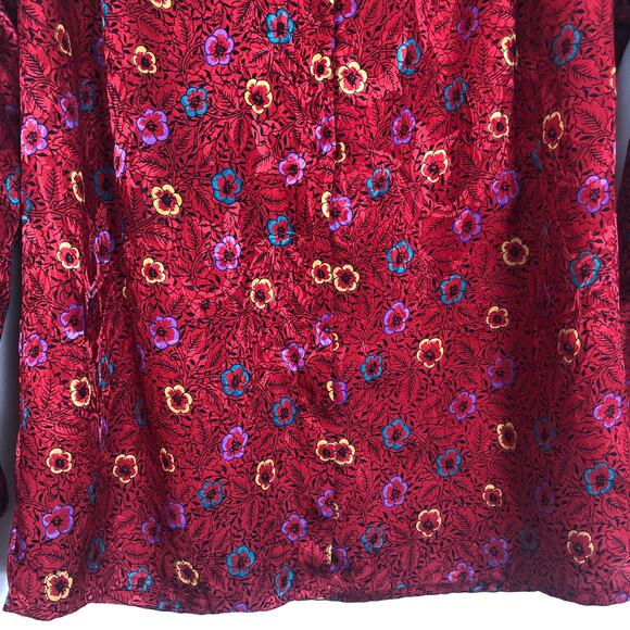 Oscar de la Renta Floral Red Long Sleeve Top Size 4 - Picture 5 of 11